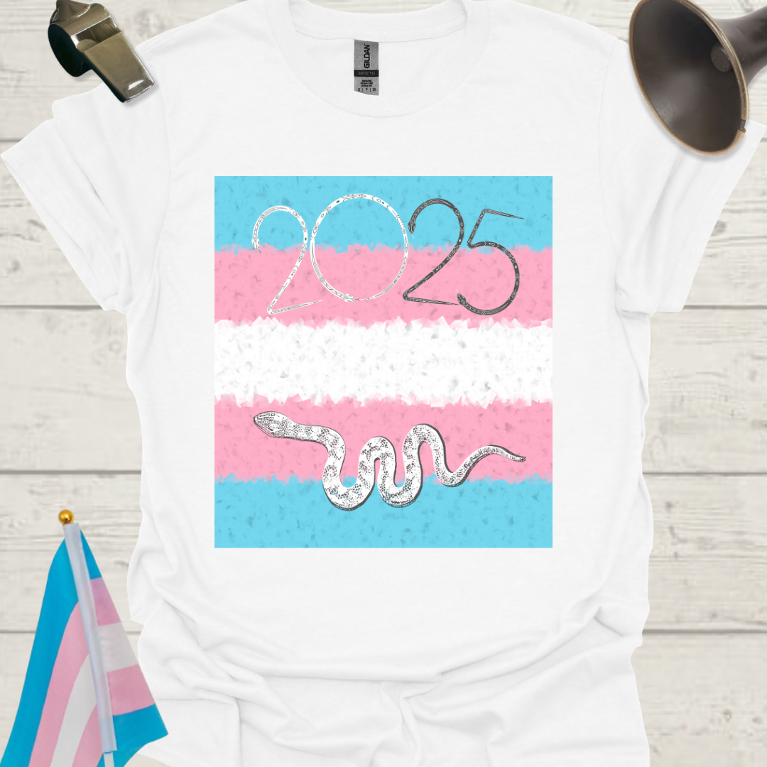 Unisex T-Shirt - Transgender Flag Cubism Effect 2025 Snake Print