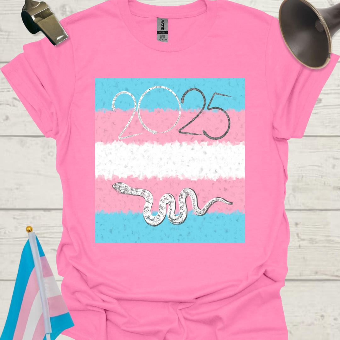 Unisex T-Shirt - Transgender Flag Cubism Effect 2025 Snake Print