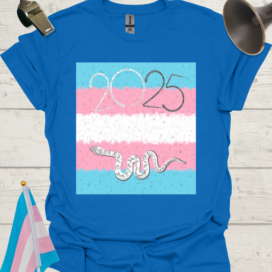 Unisex T-Shirt - Transgender Flag Cubism Effect 2025 Snake Print