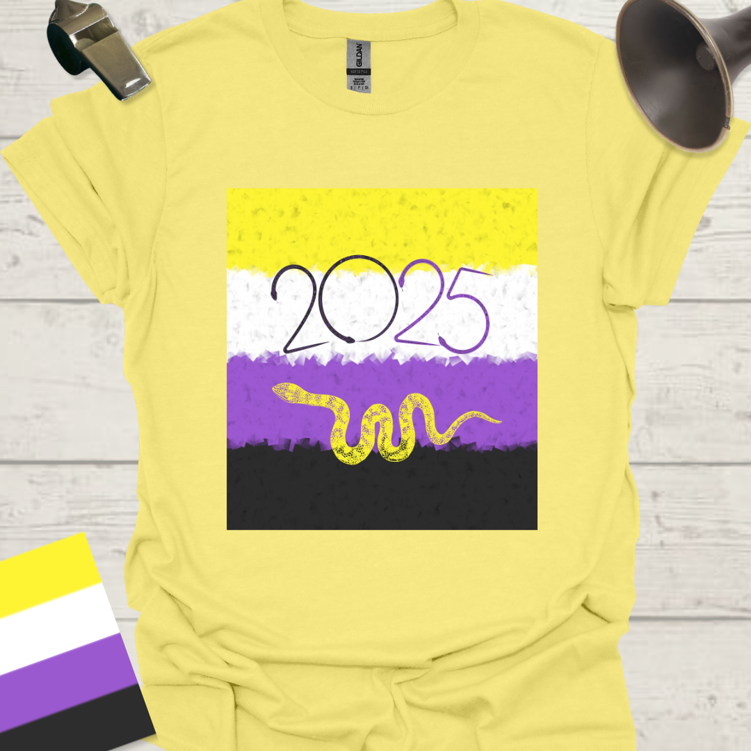 Unisex T-Shirt 2025 Yellow Snake Non-Binary Cubism Flag Design