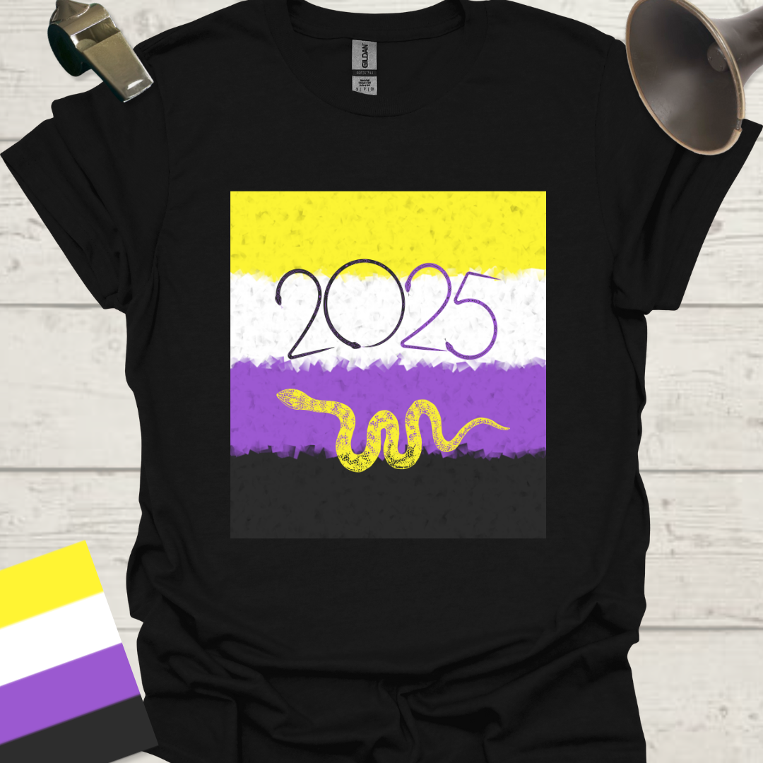 Unisex T-Shirt 2025 Yellow Snake Non-Binary Cubism Flag Design