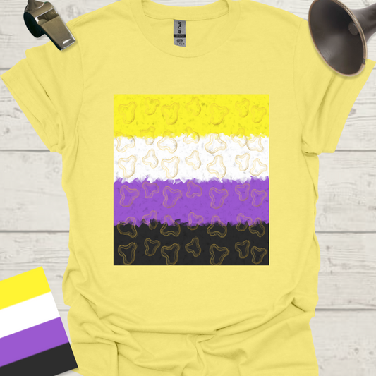 Unisex T-Shirt Golden Ornaments Pattern Non-Binary Cubism Flag Design