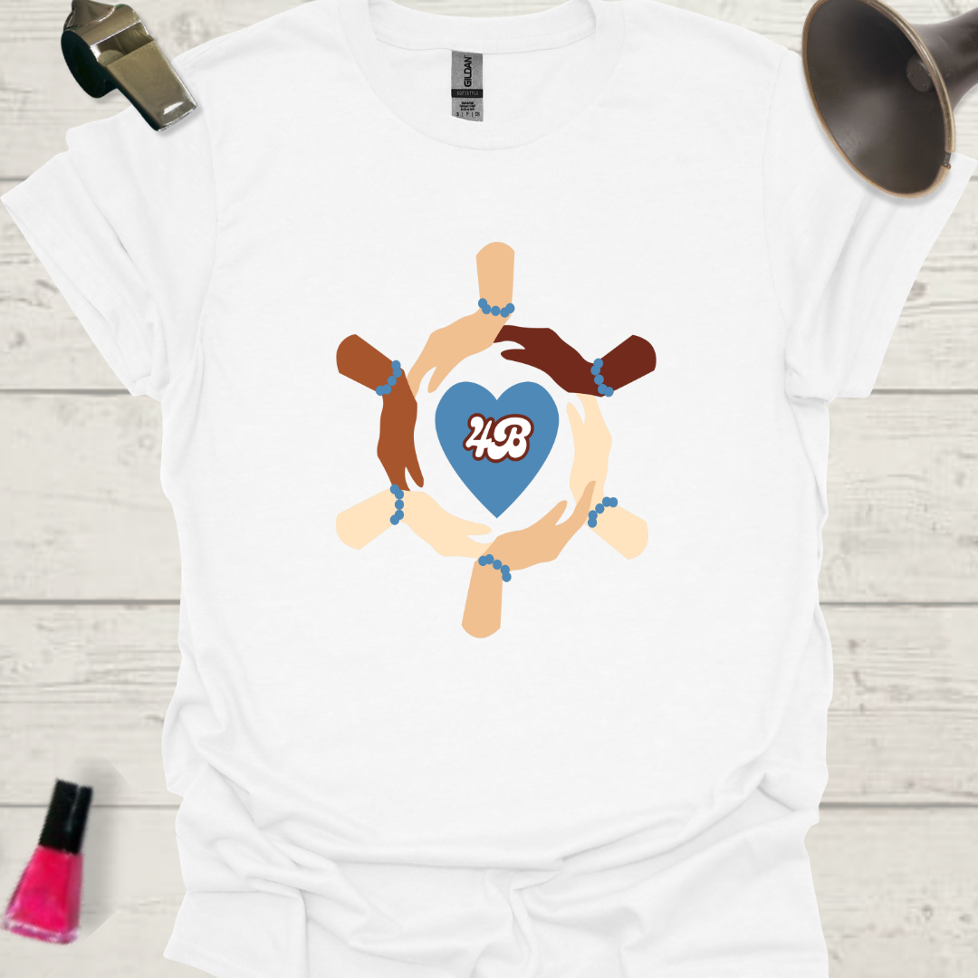 4B Movement Blue Bracelet Feminist Hands with a Heart T-Shirt Design