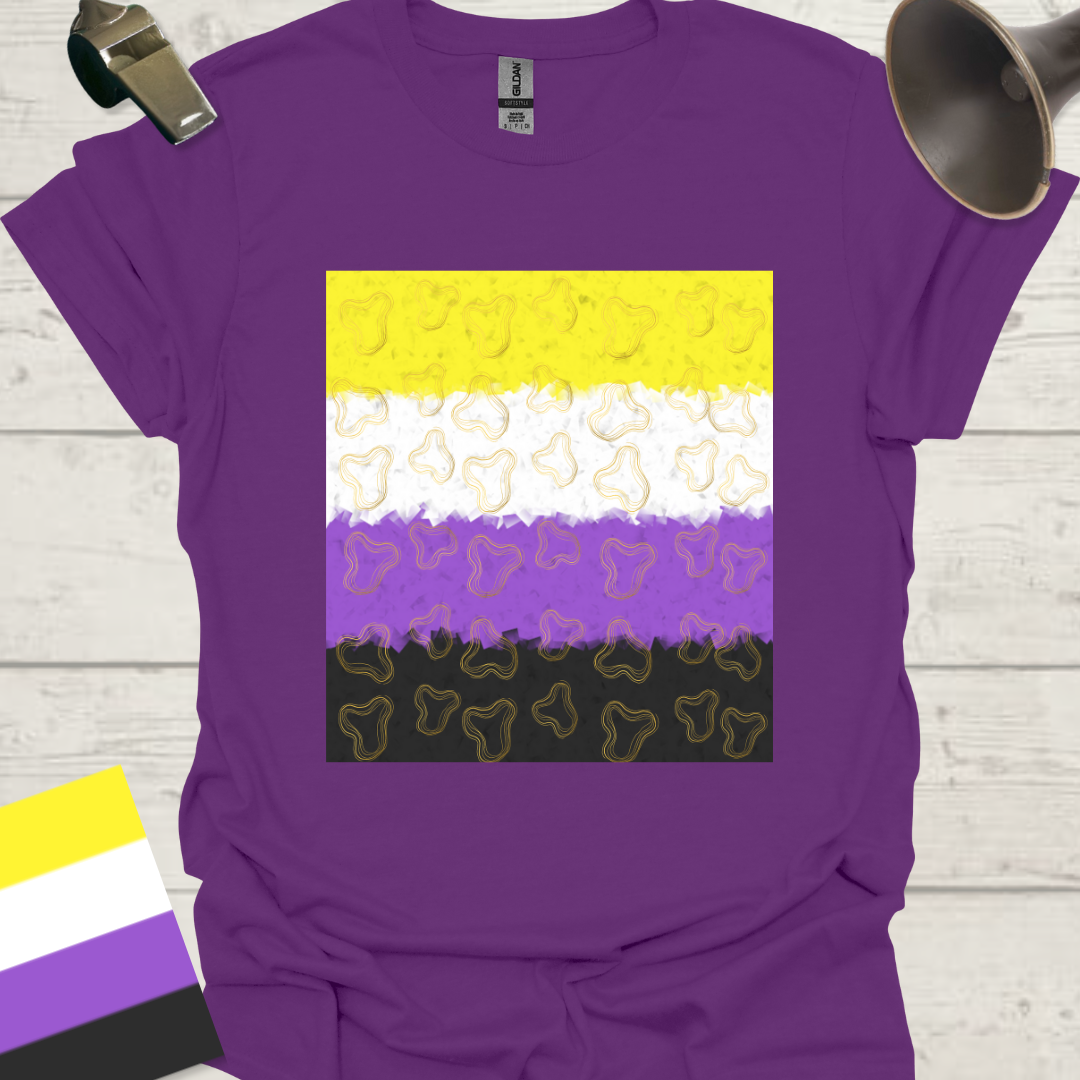 Unisex T-Shirt Golden Ornaments Pattern Non-Binary Cubism Flag Design