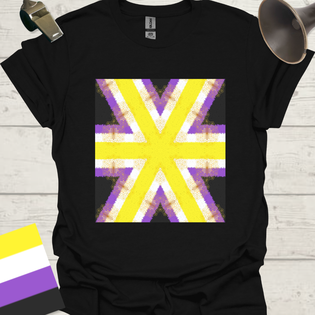 Unisex T-Shirt Geometric Pattern, Mandala Non-Binary Cubism Flag Design