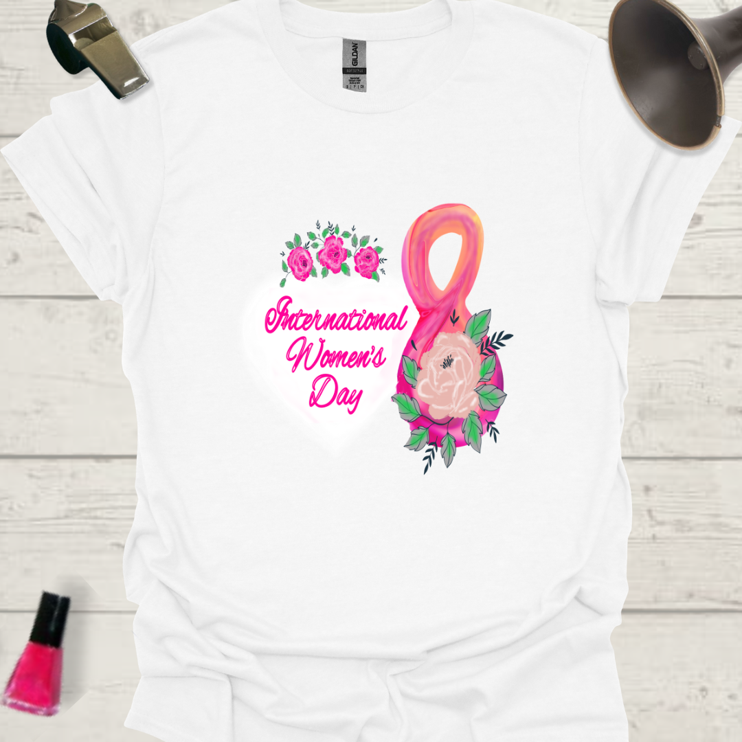 Feminist T-Shirt 8 International women's day pink roses, heart