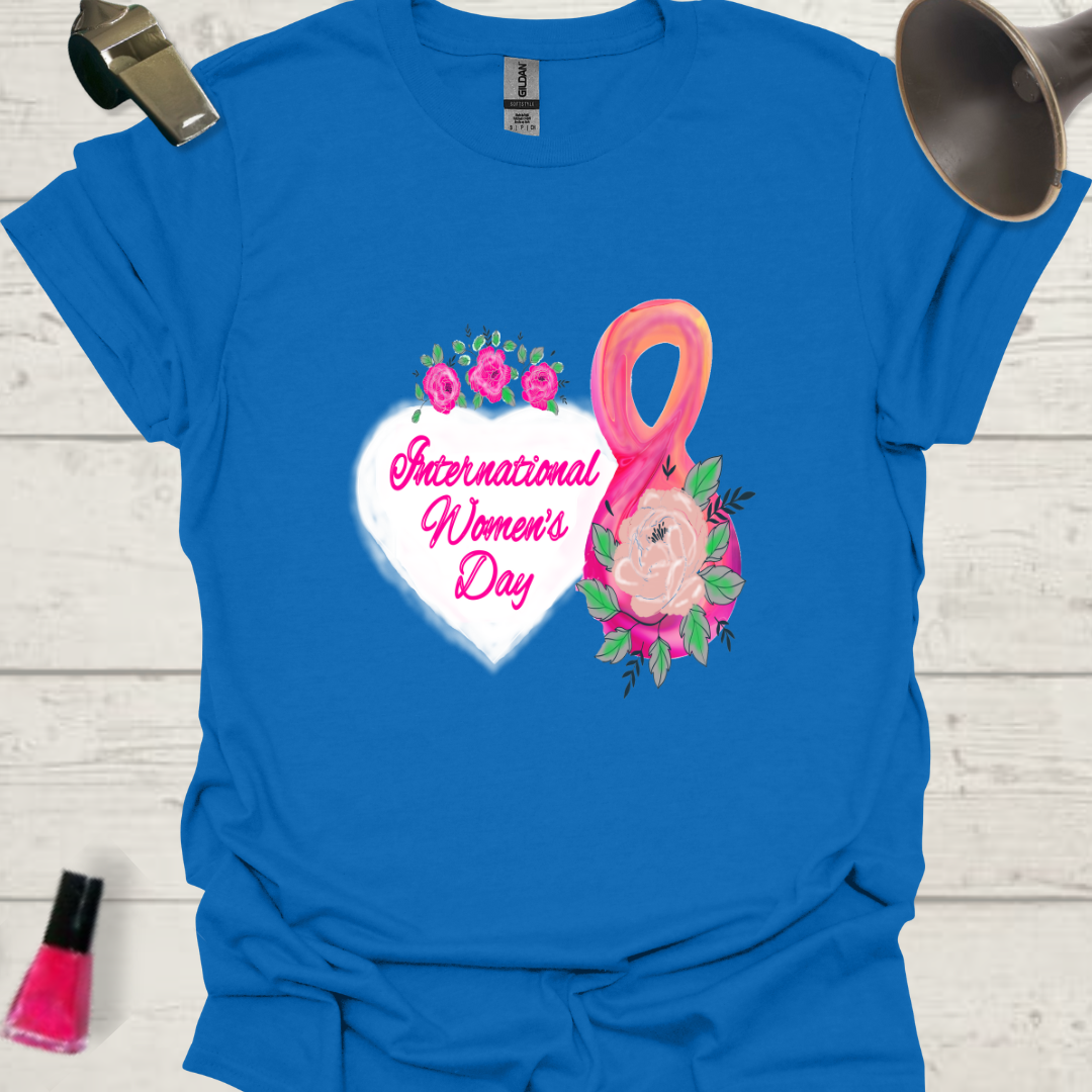 Feminist T-Shirt 8 International women's day pink roses, heart