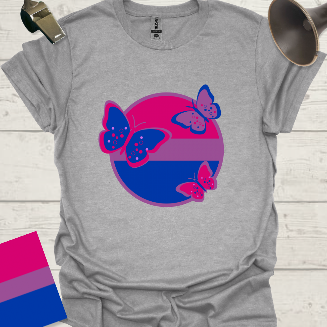 Bisexual Flag Sphere Butterflies T-Shirt