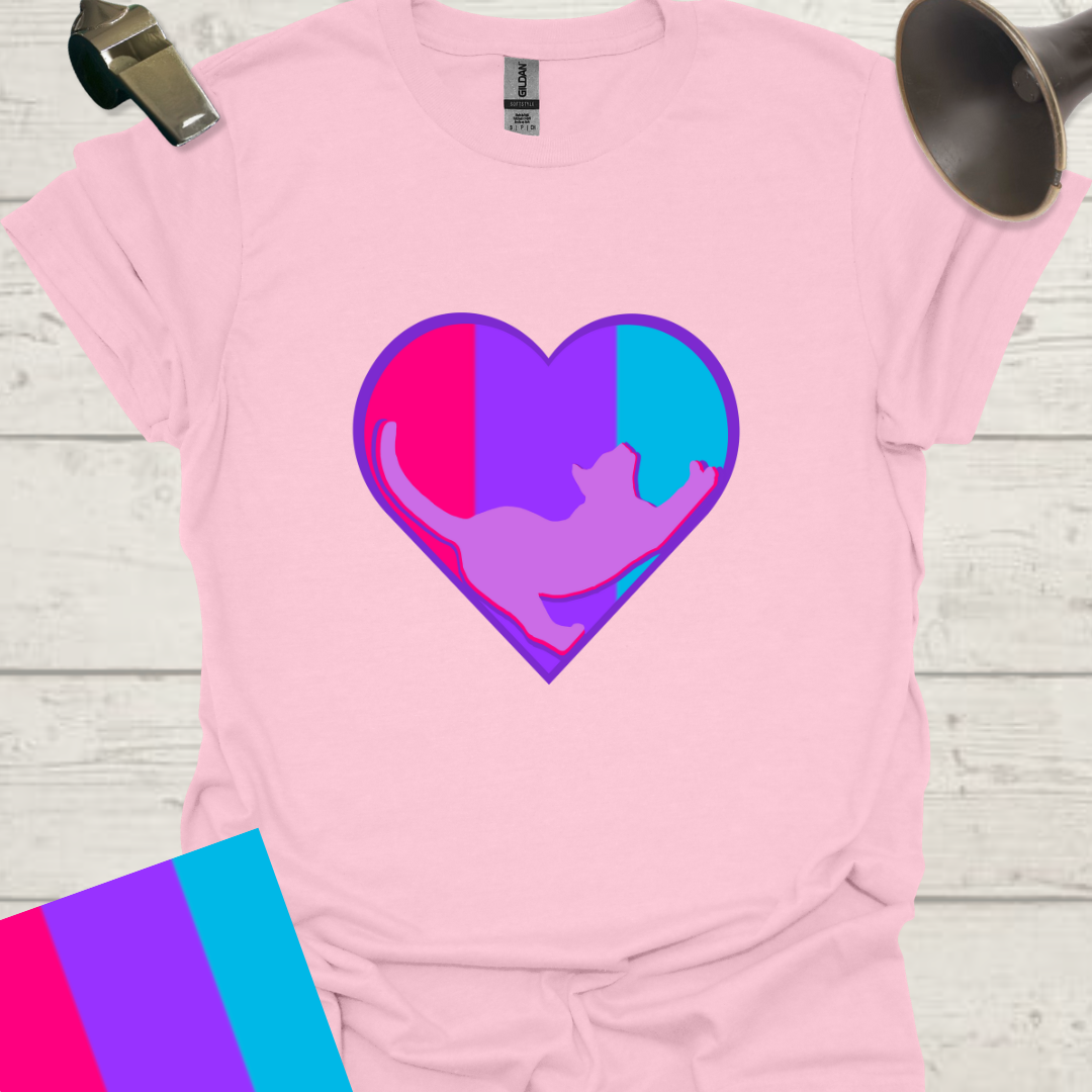 Unisex Pride Flag T-Shirt - Androgyne Cat in a Heart