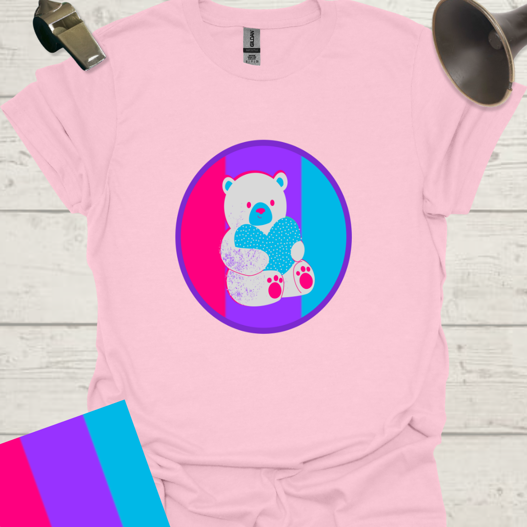 Unisex Pride Flag T-Shirt - Androgyne bear in a sphere