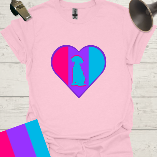 Unisex Pride Flag T-Shirt - Androgyne Dog in a Heart