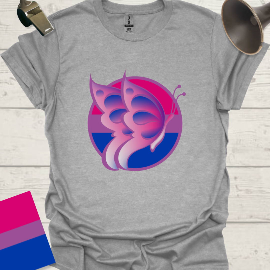 Bisexual Flag Sphere Beautiful Butterfly T-Shirt