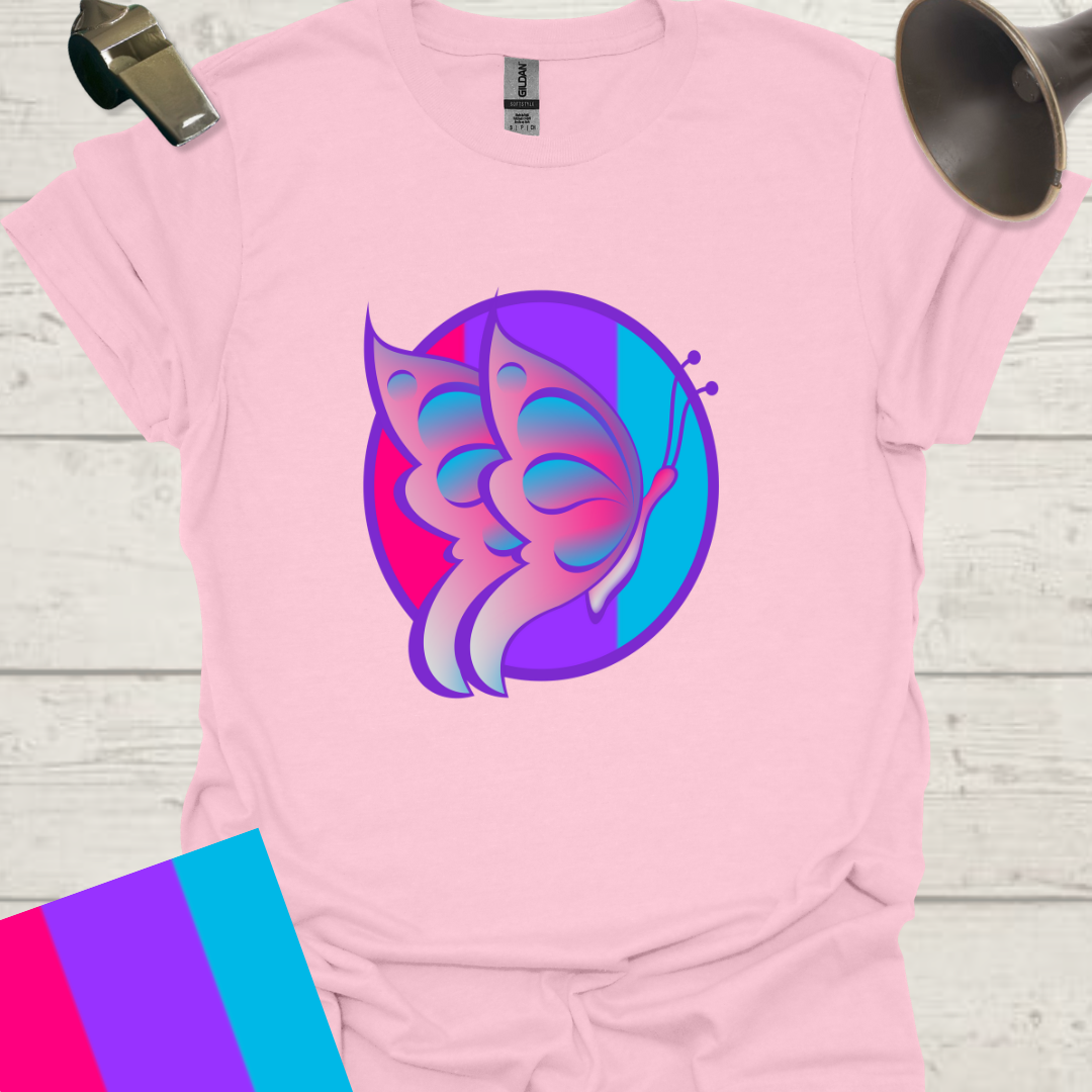 Unisex Pride Flag T-Shirt - Androgyne Butterfly in a Sphere