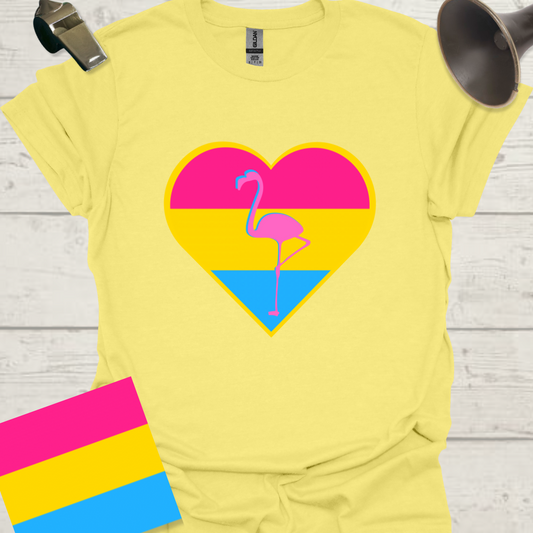 Pansexual Heart Pink Flamingo T-Shirt