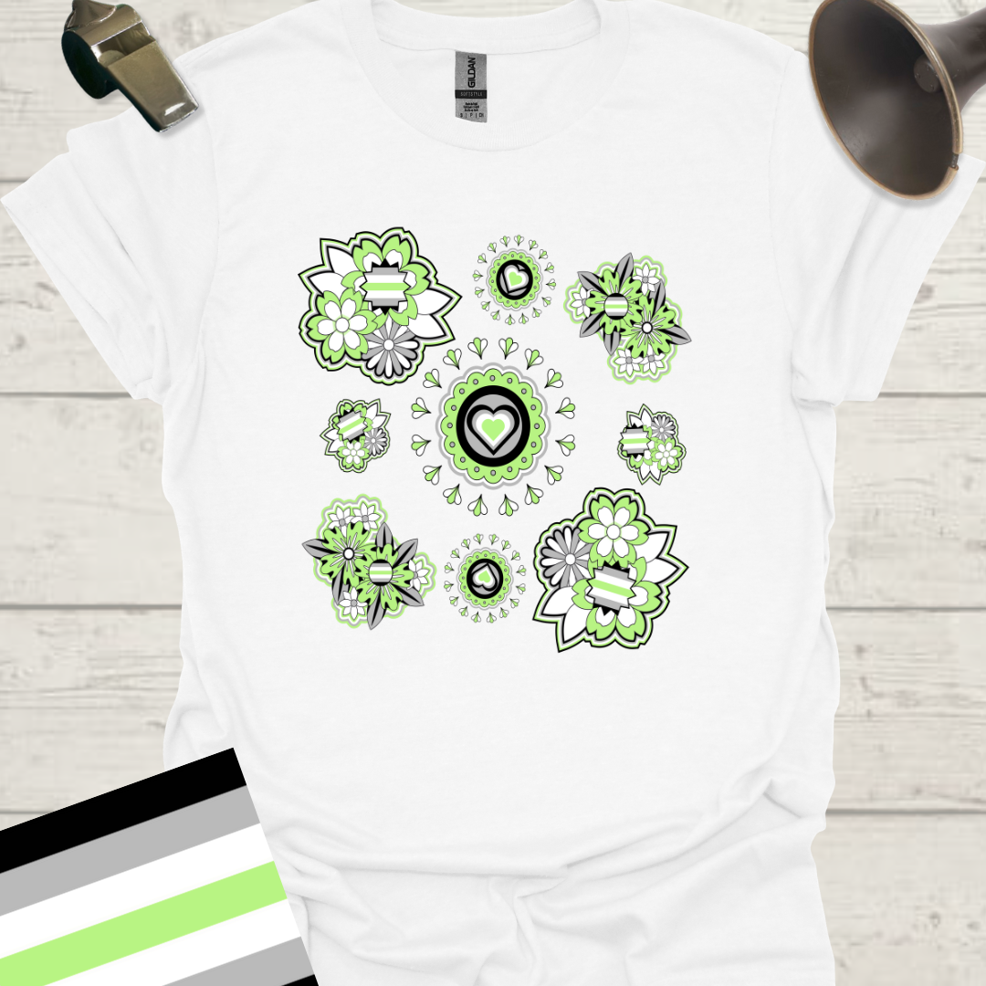Floral Pattern Agender Pride T-Shirt