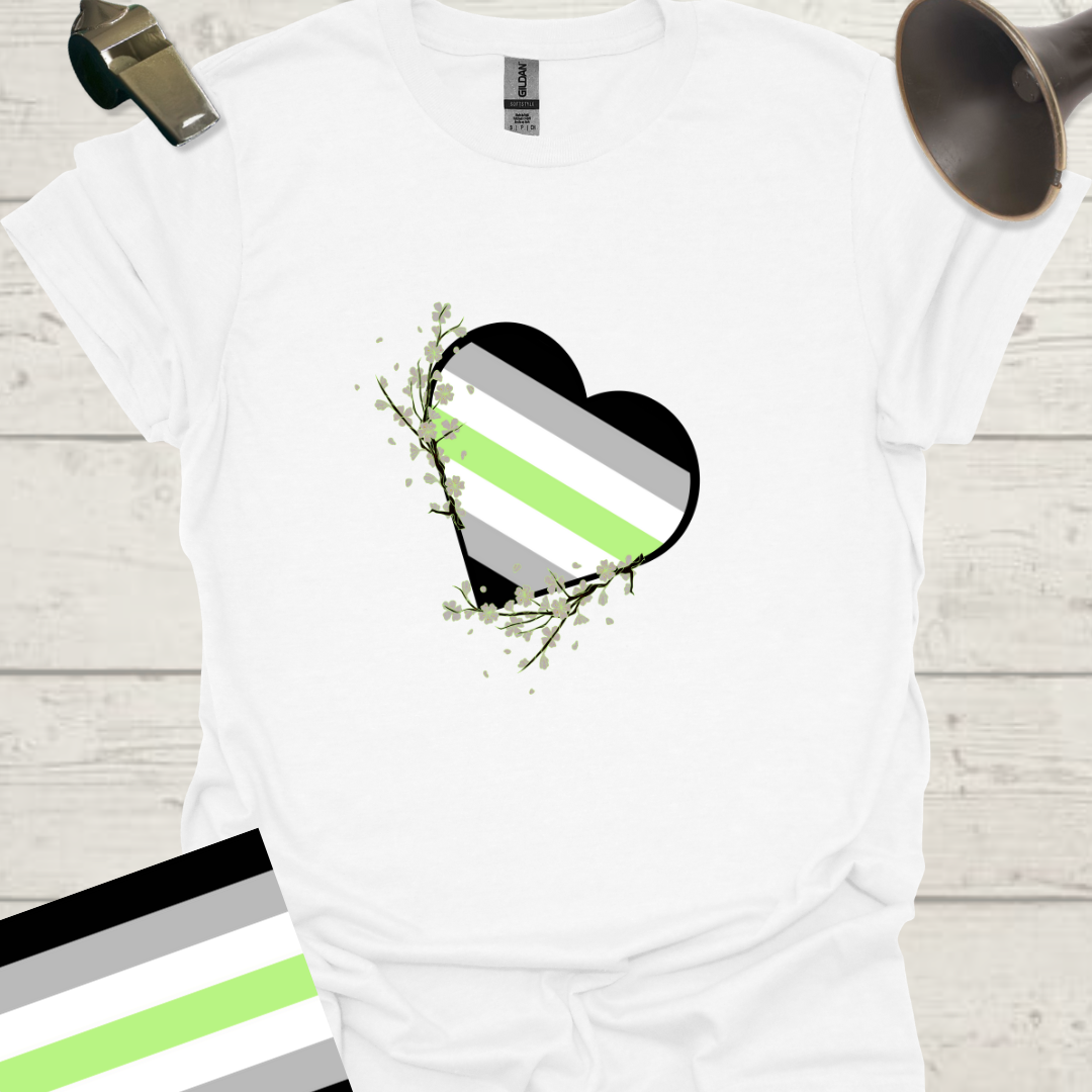 Heart Flowers Agender Pride T-Shirt