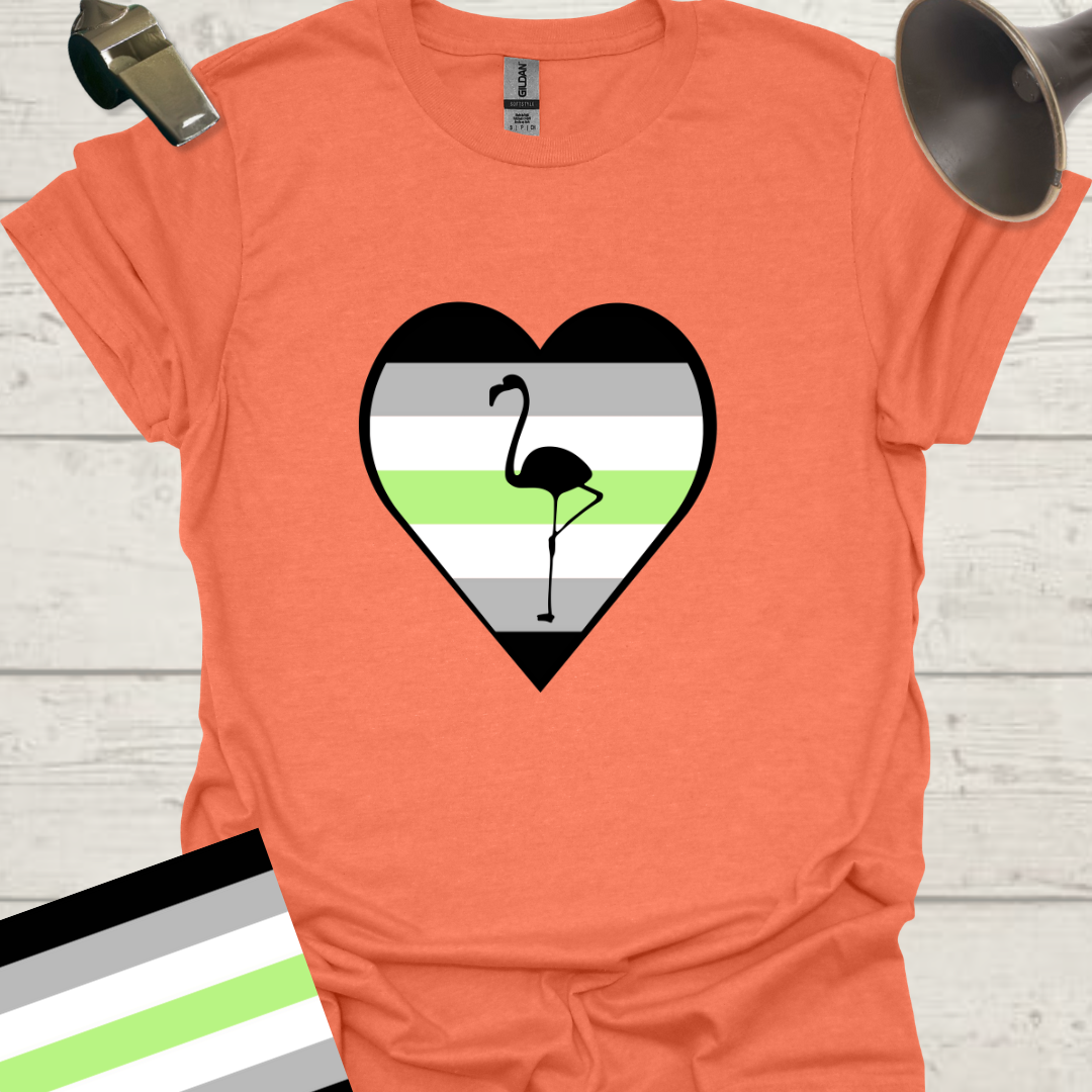 Heart Flamingo Agender Pride T-Shirt
