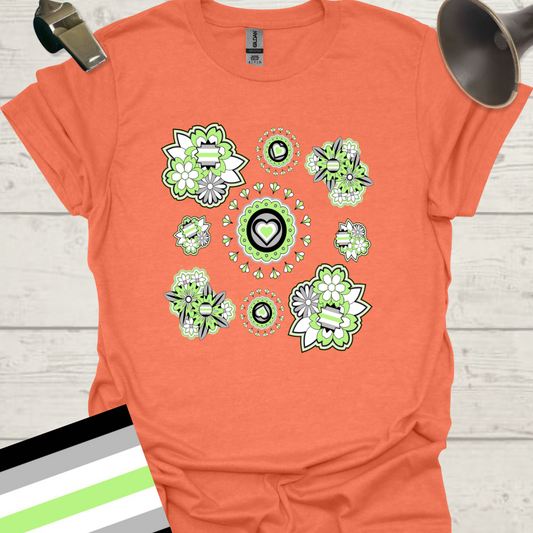 Floral Pattern Agender Pride T-Shirt