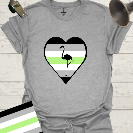 Heart Flamingo Agender Pride T-Shirt