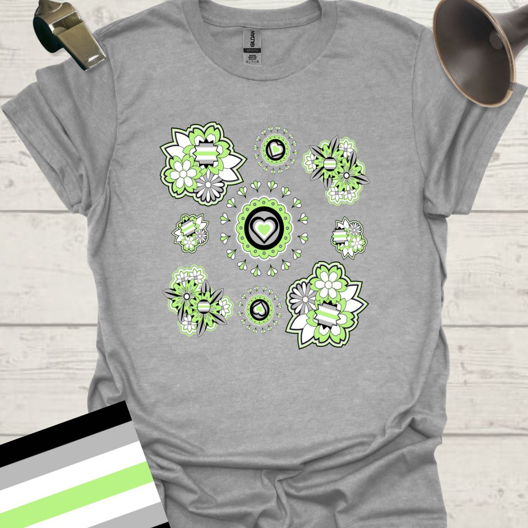 Floral Pattern Agender Pride T-Shirt