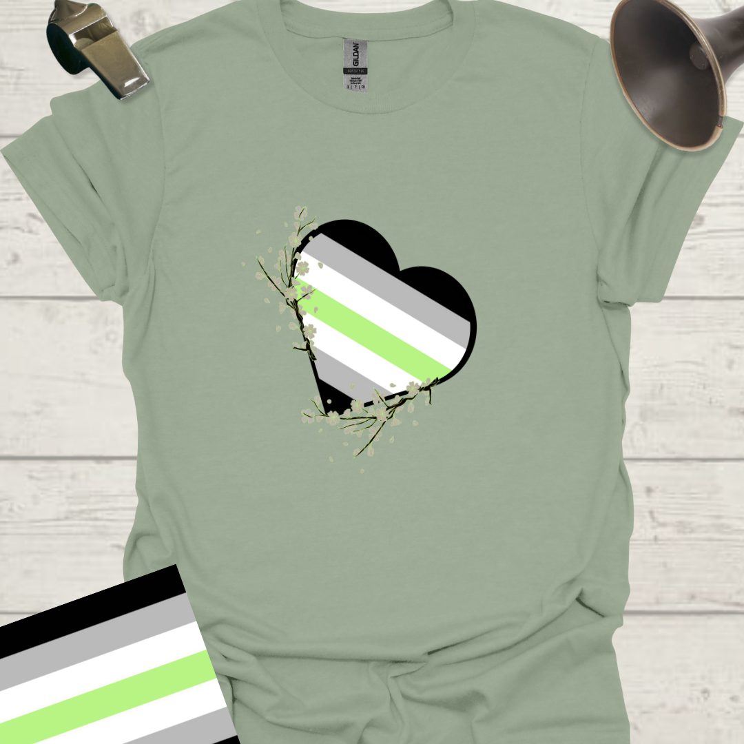 Heart Flowers Agender Pride T-Shirt