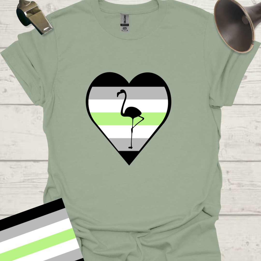 Heart Flamingo Agender Pride T-Shirt