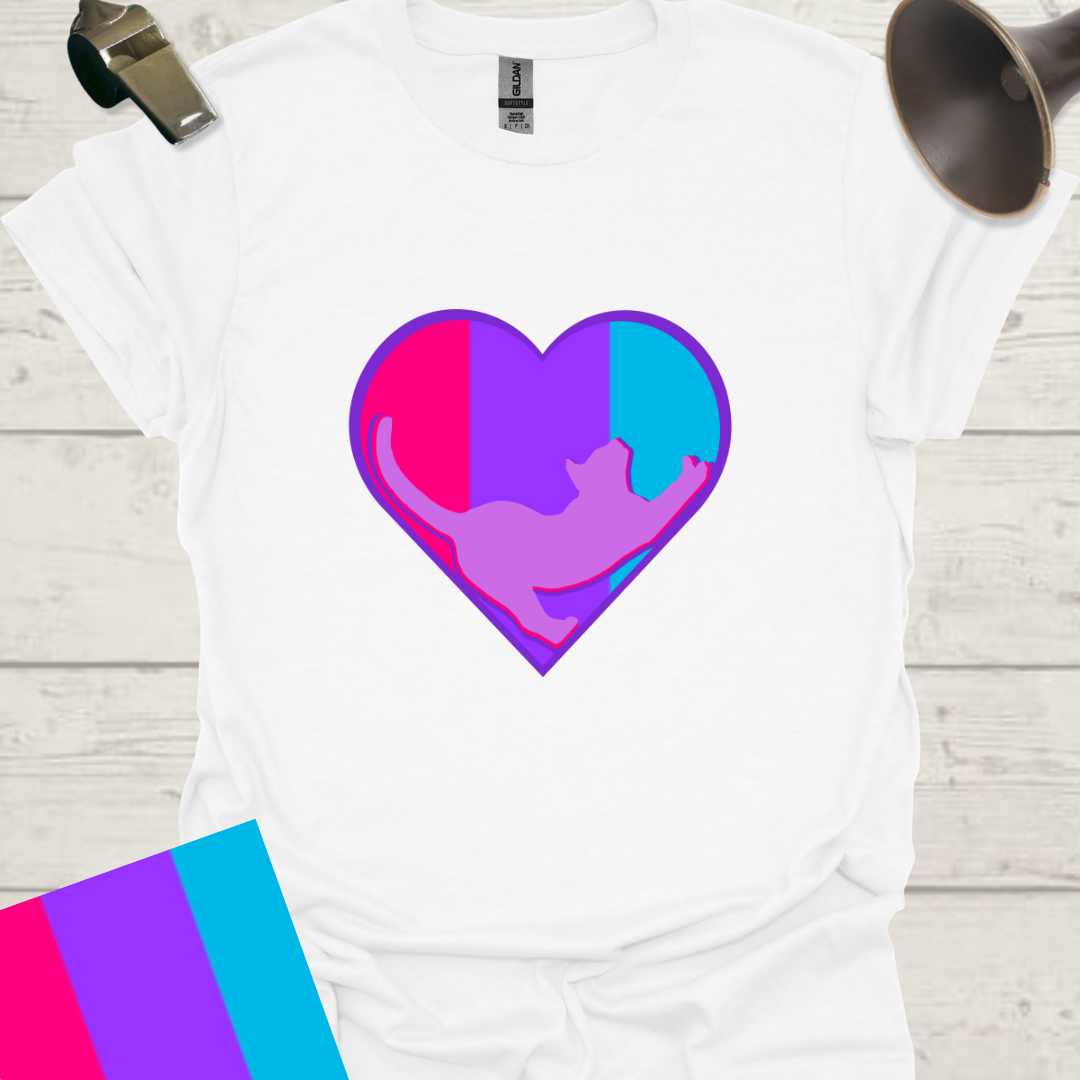 Unisex Pride Flag T-Shirt - Androgyne Cat in a Heart