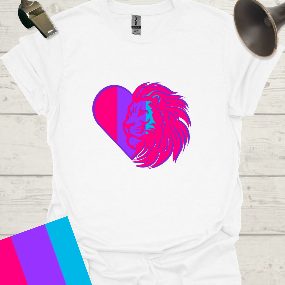 Unisex Pride Flag T-Shirt - Androgyne Lion in a Heart