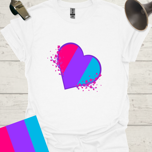 Unisex Pride Flag T-Shirt - Androgyne Flowers in a Heart