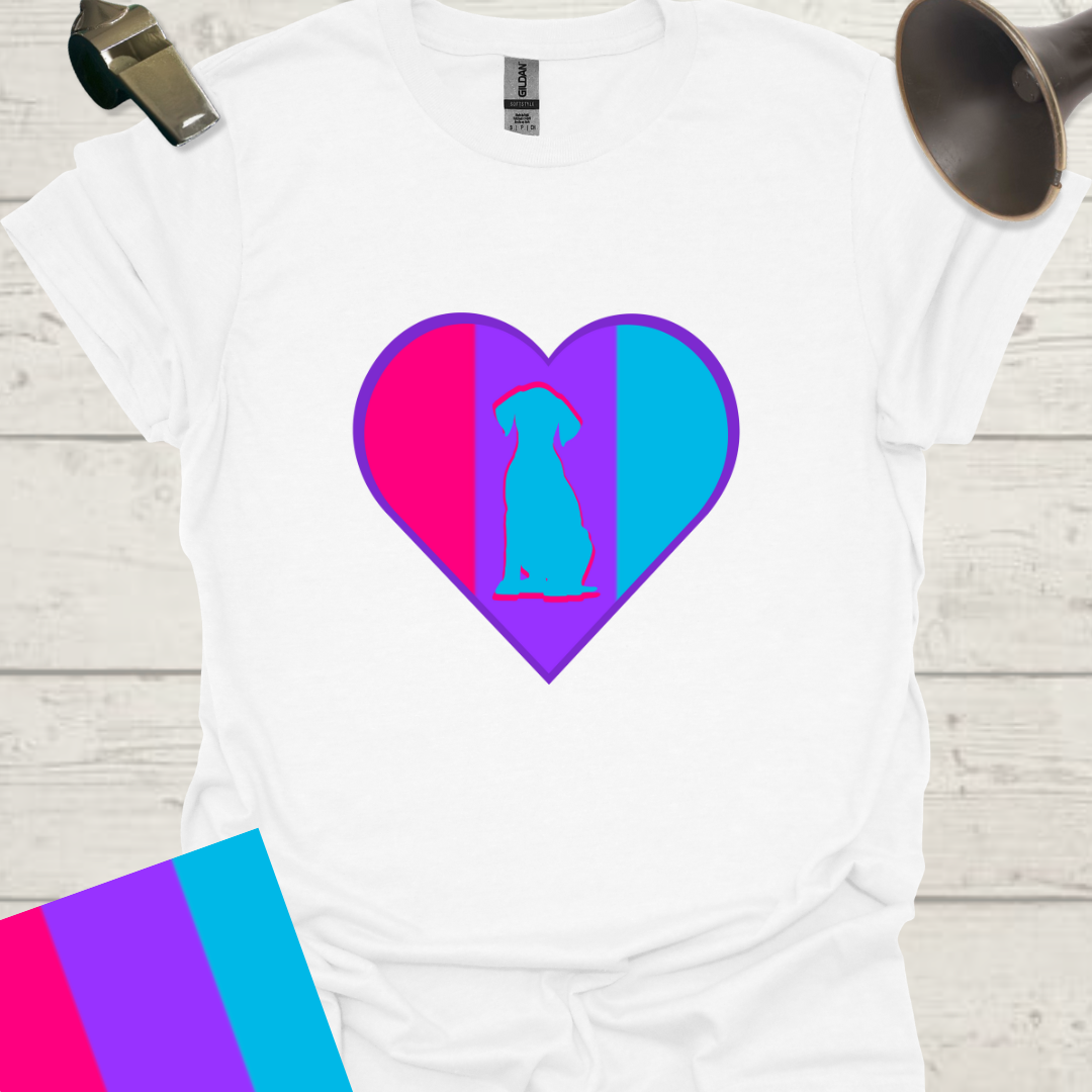Unisex Pride Flag T-Shirt - Androgyne Dog in a Heart