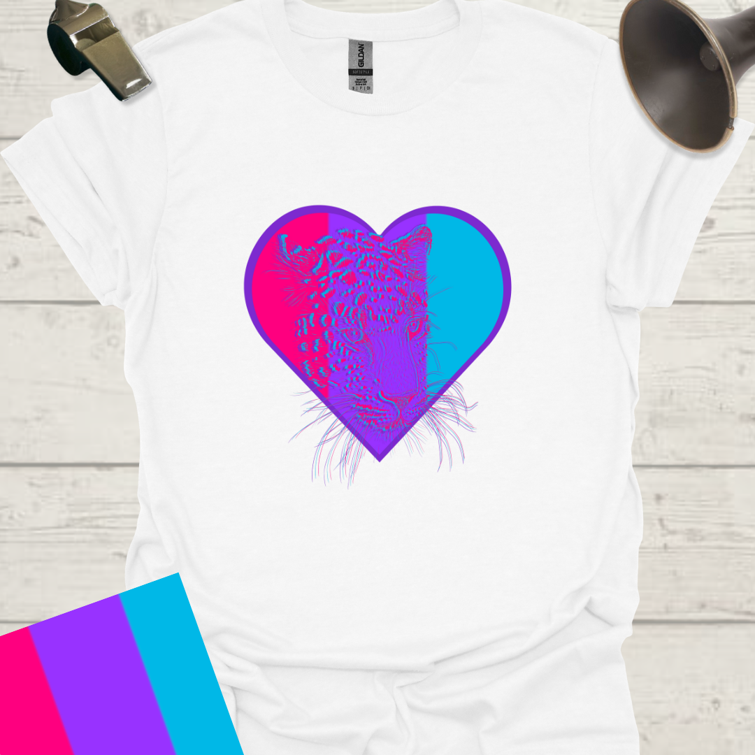 Unisex Pride Flag T-Shirt - Androgyne Leopard in a Heart