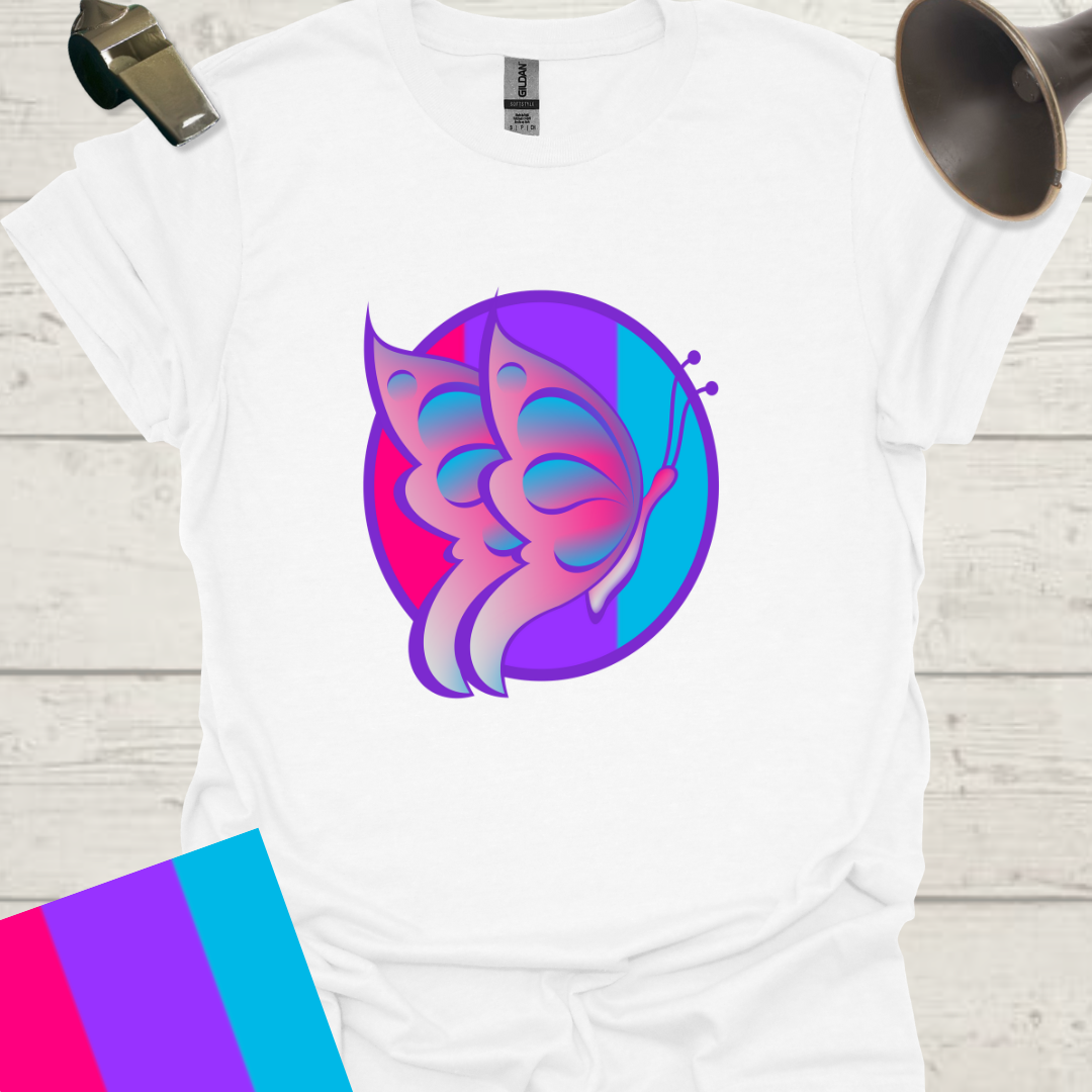 Unisex Pride Flag T-Shirt - Androgyne Butterfly in a Sphere