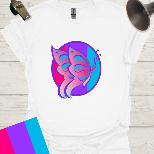 Unisex Pride Flag T-Shirt - Androgyne Butterfly in a Sphere