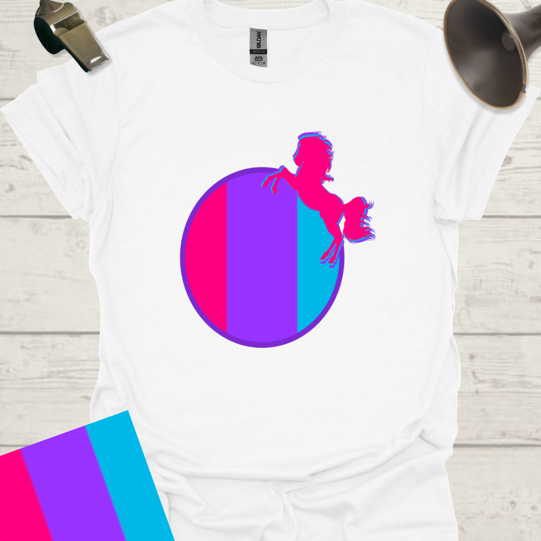 Unisex Pride Flag T-Shirt - Androgyne Horse in a Sphere