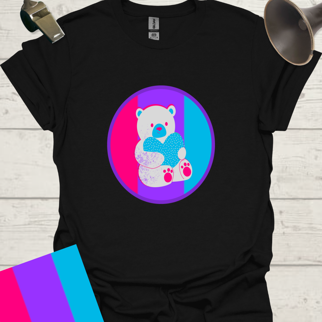 Unisex Pride Flag T-Shirt - Androgyne bear in a sphere