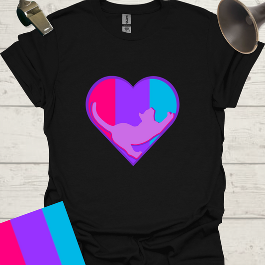 Unisex Pride Flag T-Shirt - Androgyne Cat in a Heart
