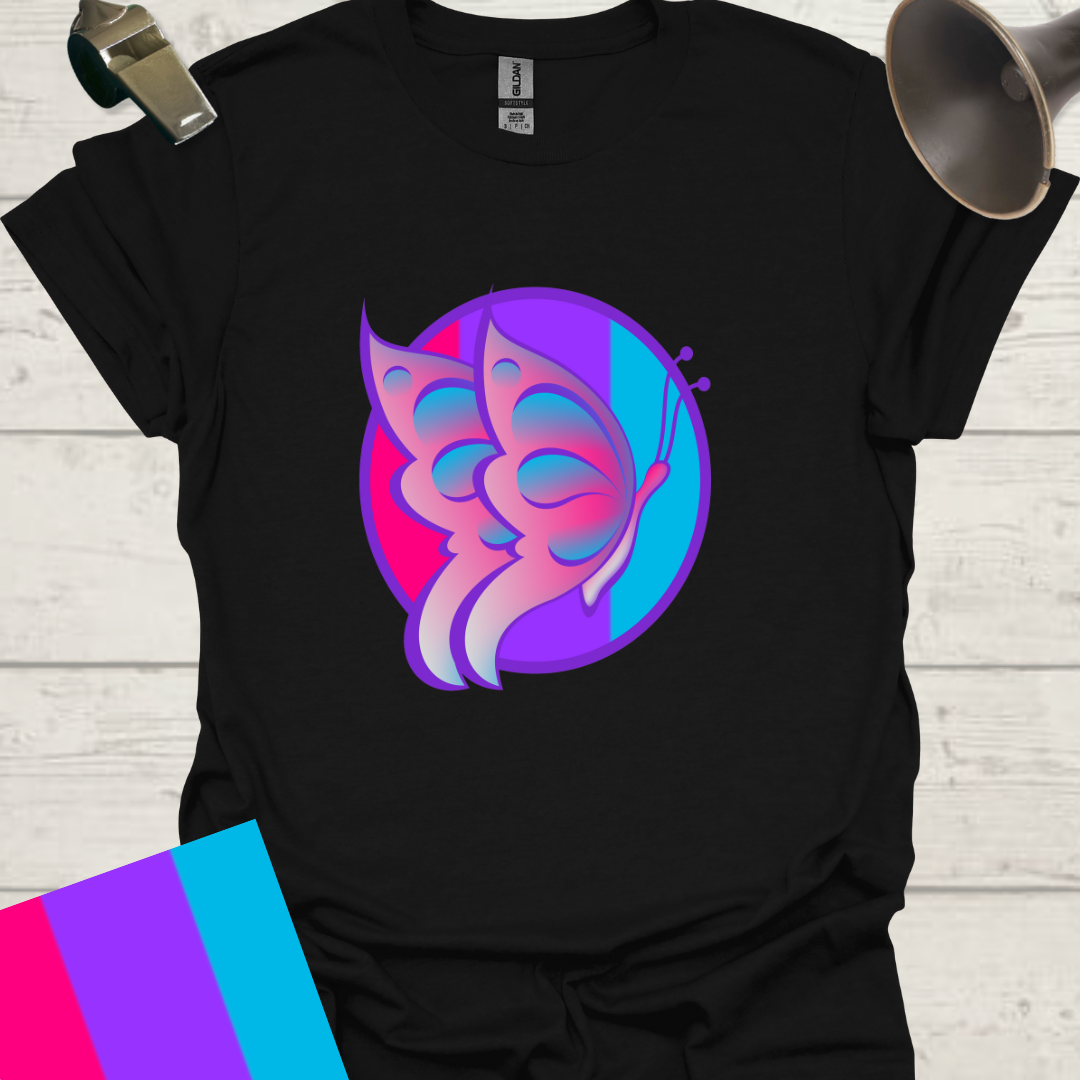 Unisex Pride Flag T-Shirt - Androgyne Butterfly in a Sphere