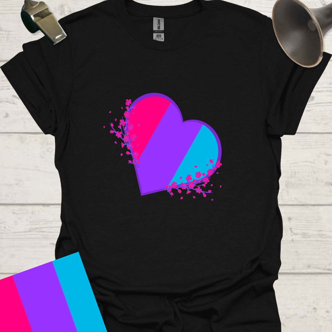 Unisex Pride Flag T-Shirt - Androgyne Flowers in a Heart