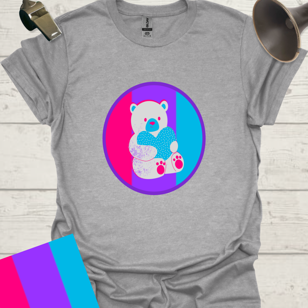 Unisex Pride Flag T-Shirt - Androgyne bear in a sphere