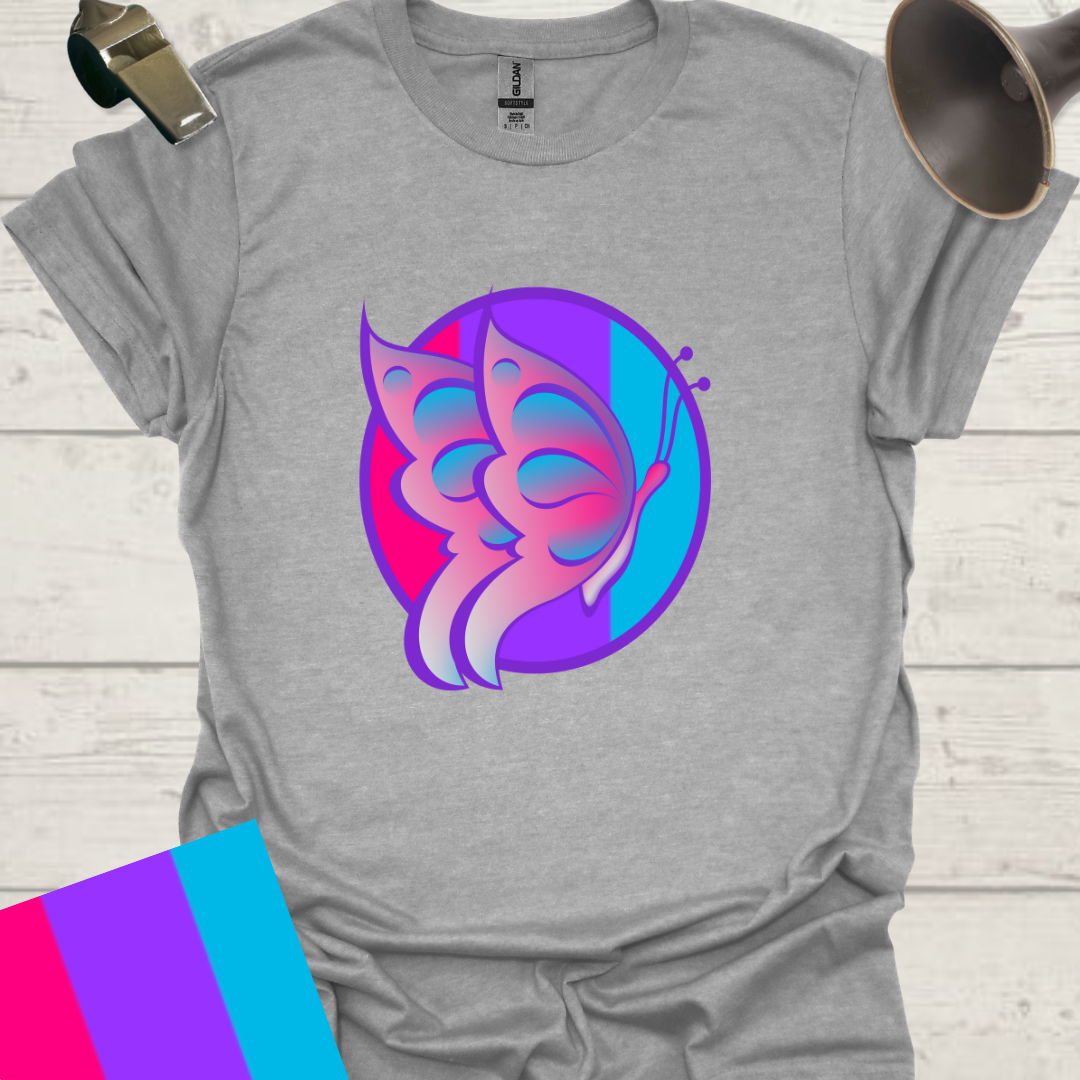Unisex Pride Flag T-Shirt - Androgyne Butterfly in a Sphere