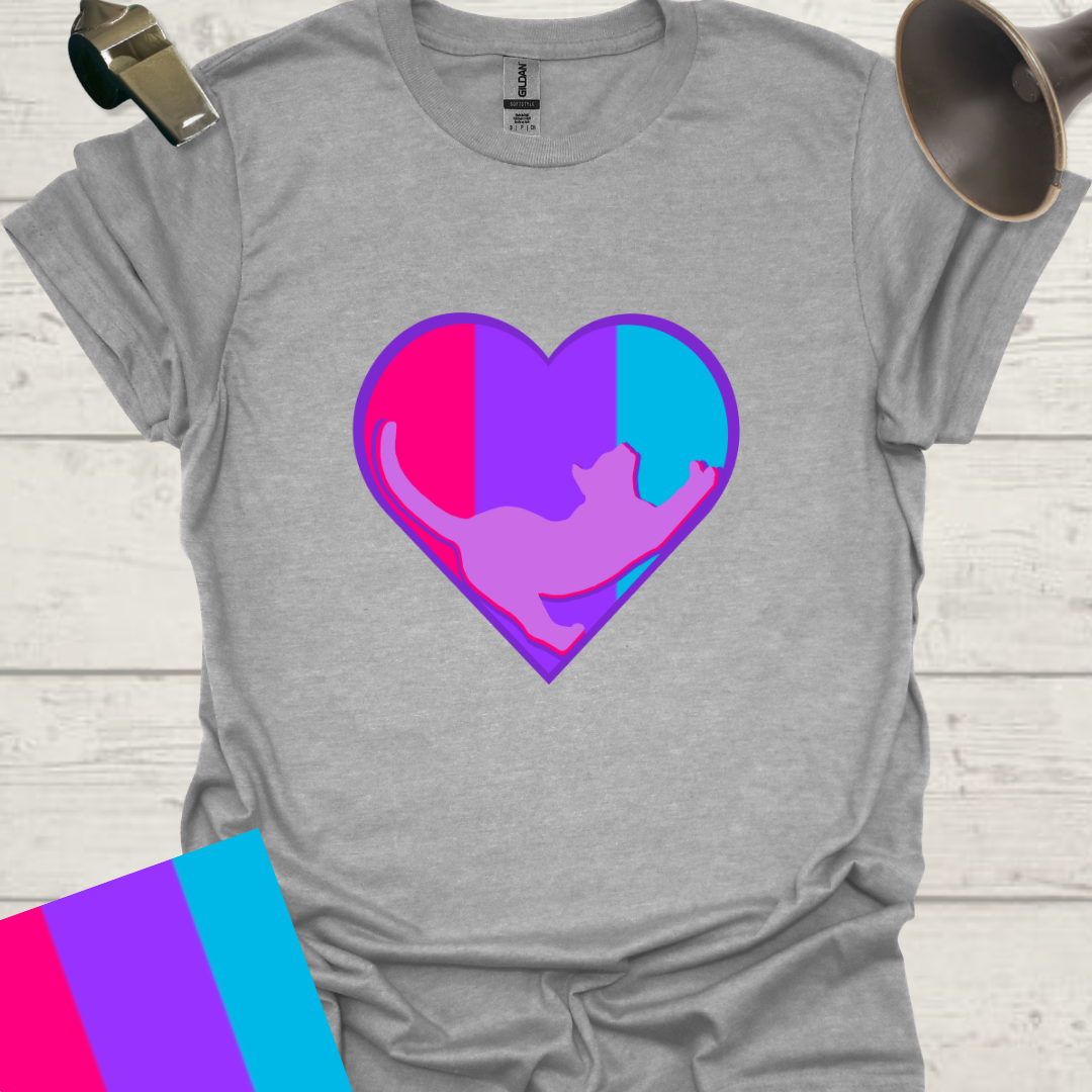 Unisex Pride Flag T-Shirt - Androgyne Cat in a Heart