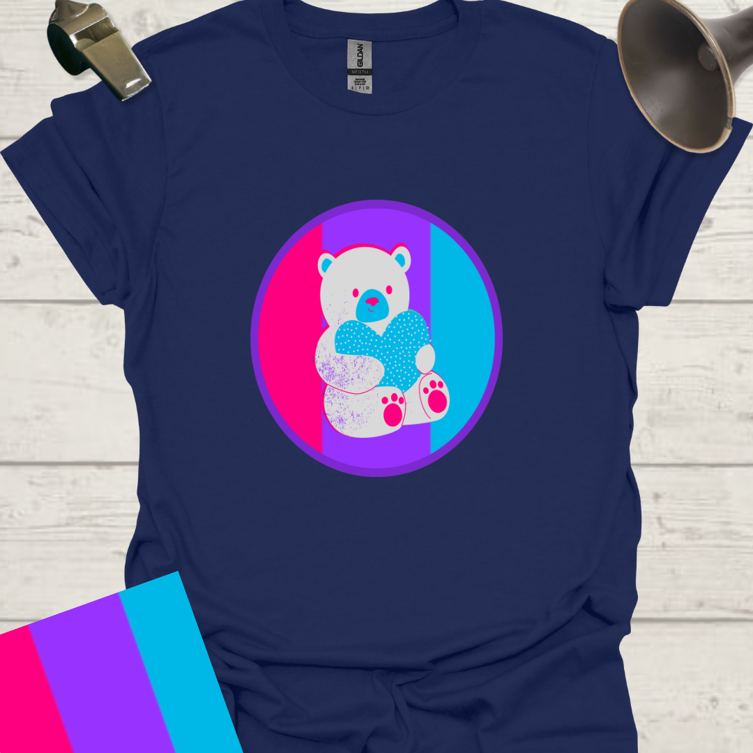 Unisex Pride Flag T-Shirt - Androgyne bear in a sphere