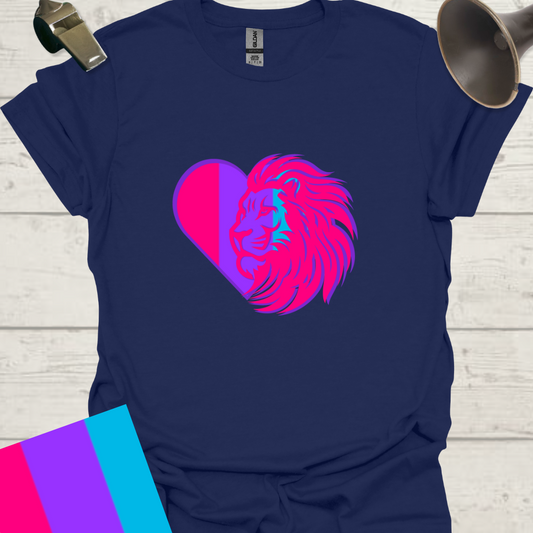 Unisex Pride Flag T-Shirt - Androgyne Lion in a Heart