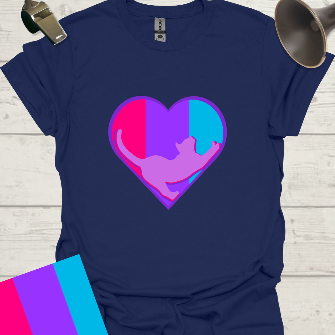 Unisex Pride Flag T-Shirt - Androgyne Cat in a Heart