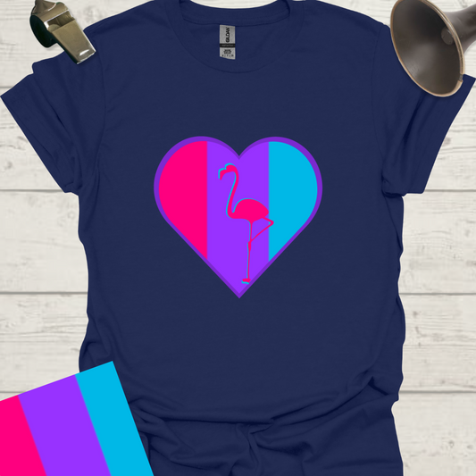 Unisex Pride Flag T-Shirt - Androgyne Flamingo in a Heart