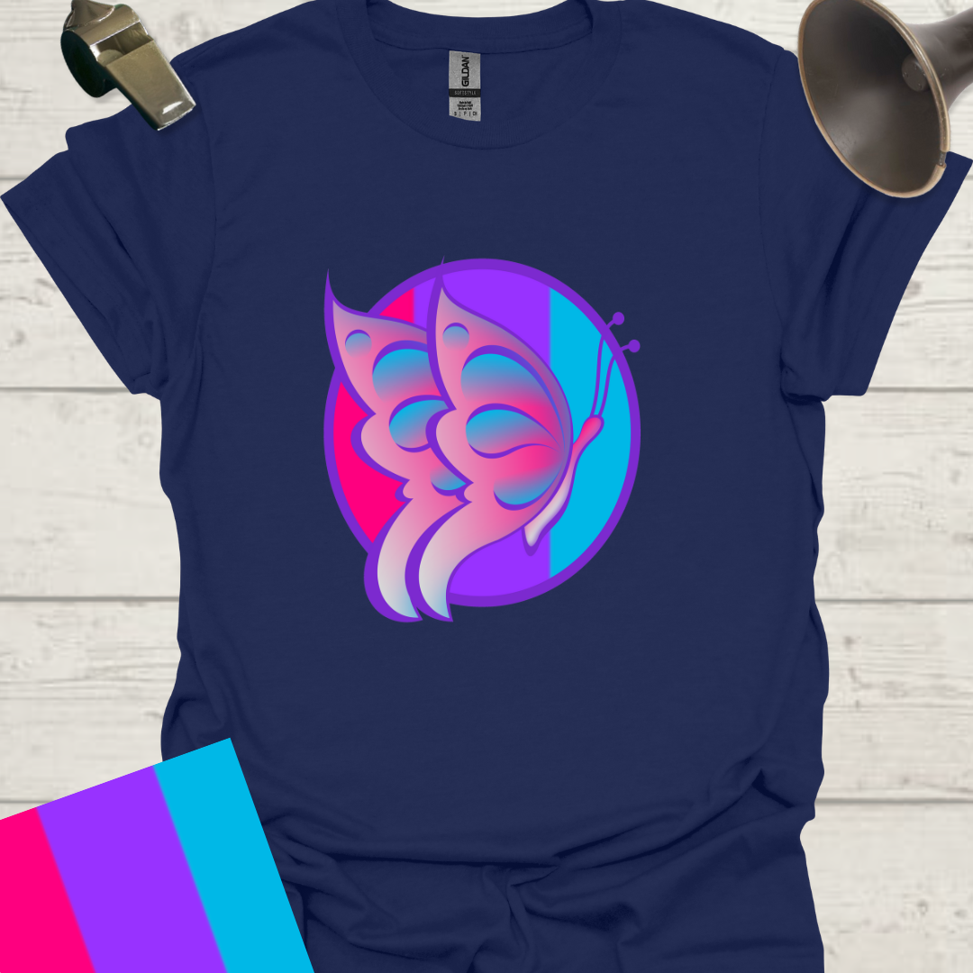 Unisex Pride Flag T-Shirt - Androgyne Butterfly in a Sphere