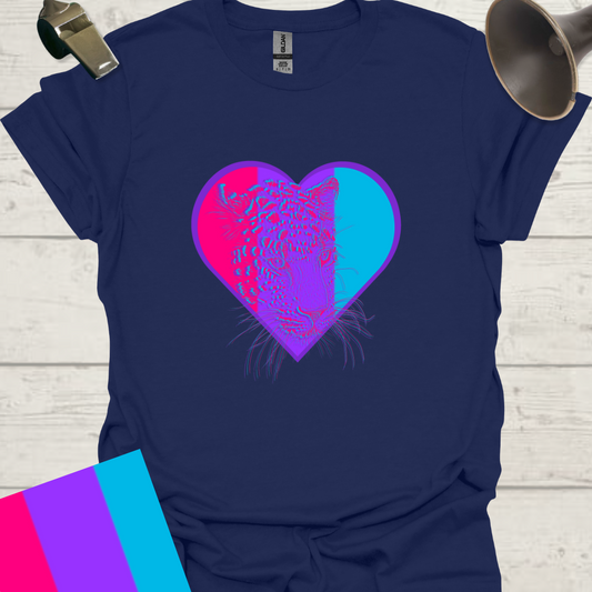 Unisex Pride Flag T-Shirt - Androgyne Leopard in a Heart