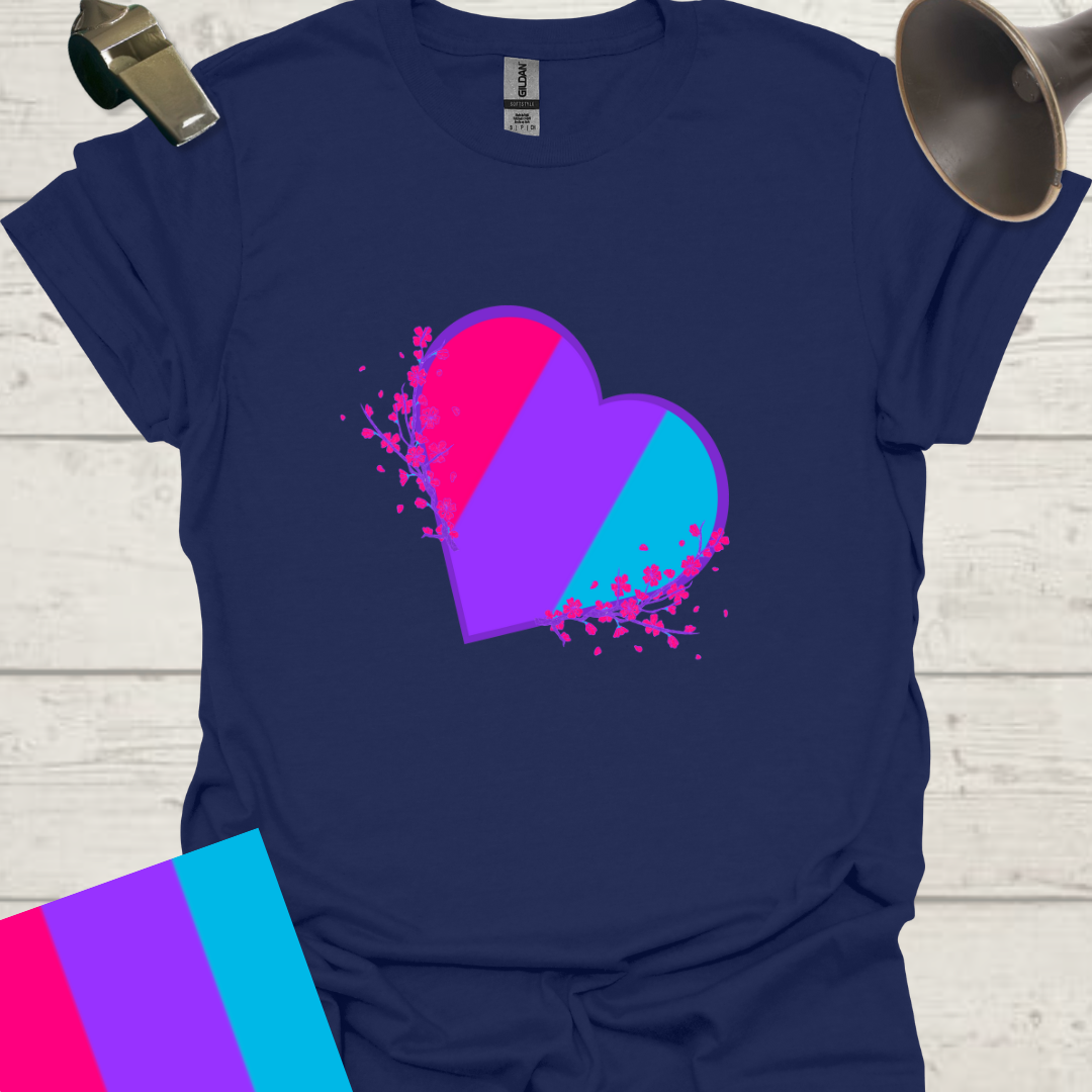 Unisex Pride Flag T-Shirt - Androgyne Flowers in a Heart