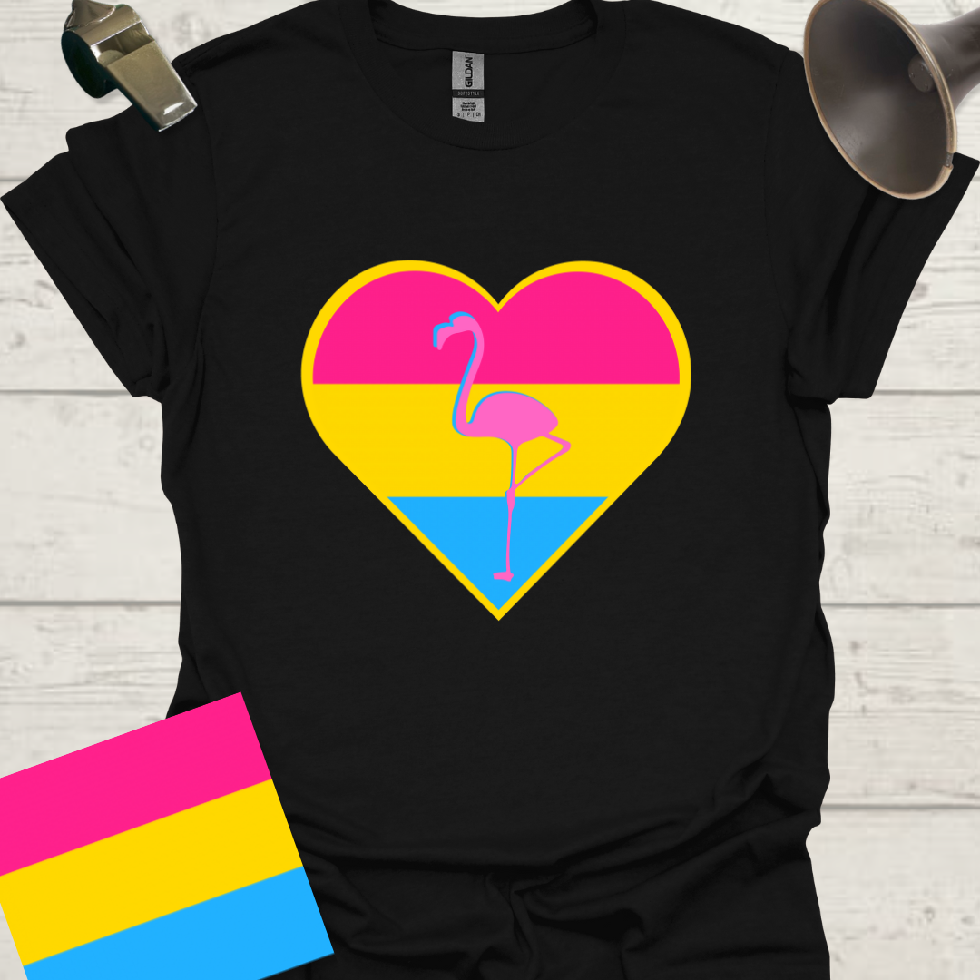 Pansexual Heart Pink Flamingo T-Shirt