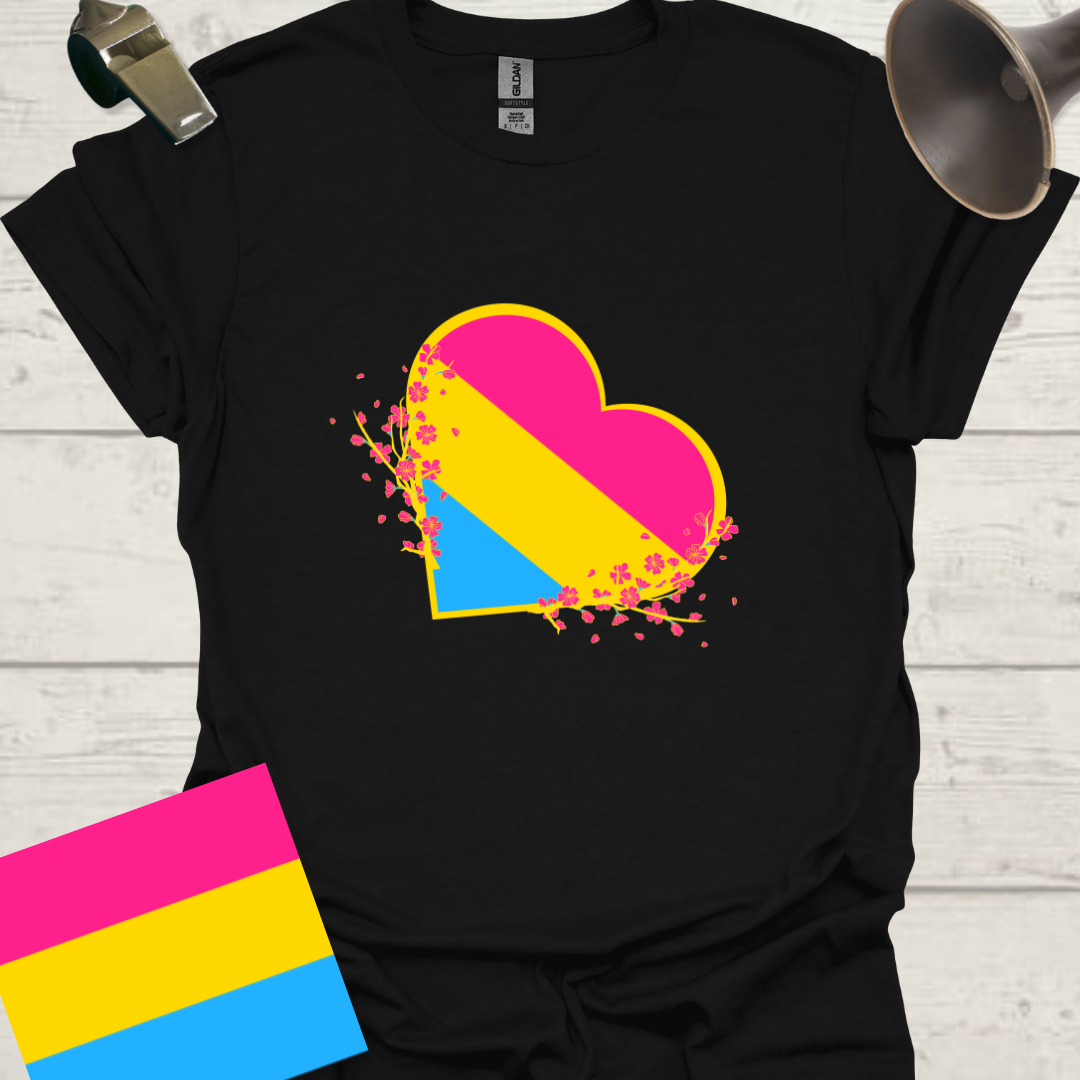 Pansexual Heart and Flowers T-Shirt